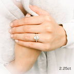 2.25 CT Oval Moissanite Three Stone Stones Engagement Ring