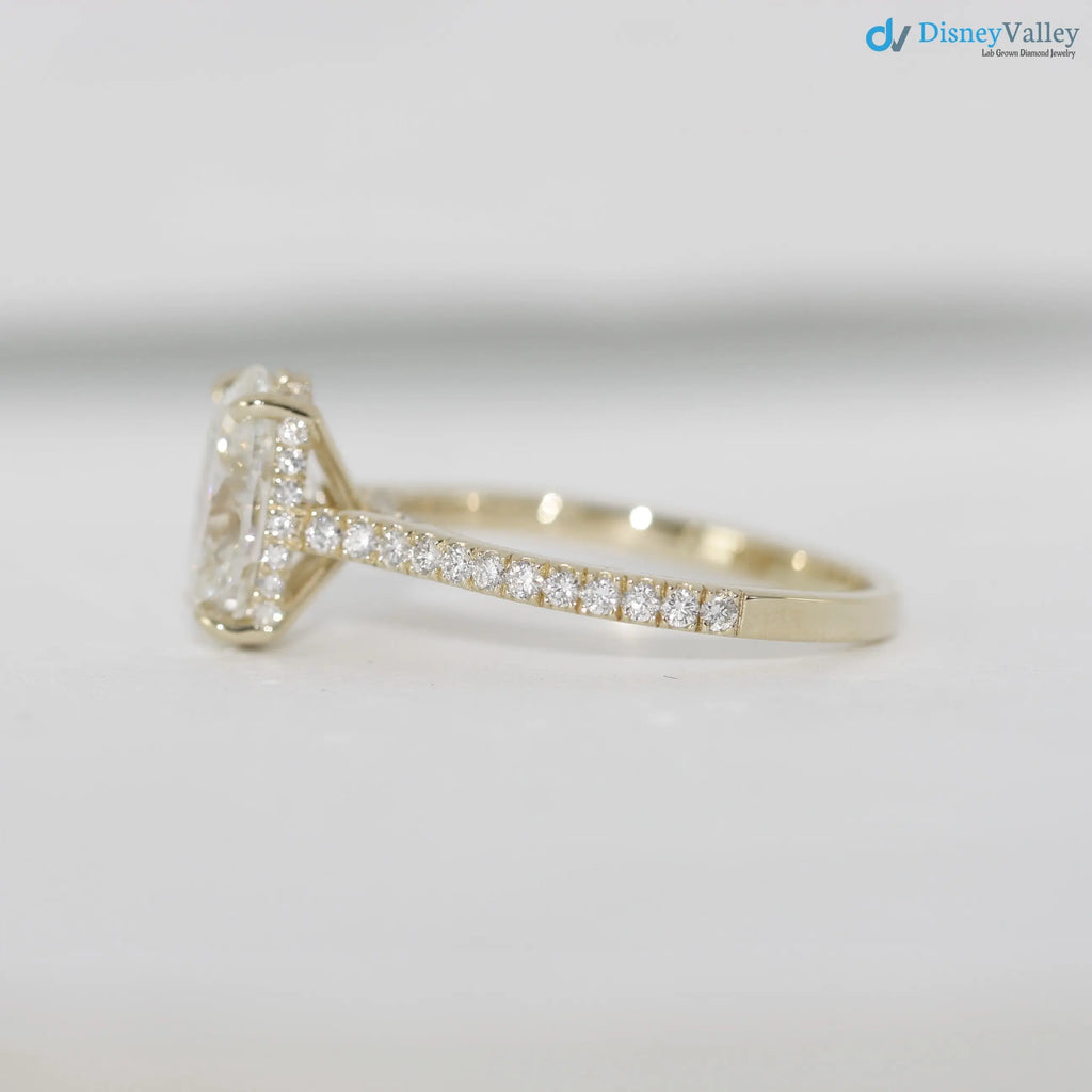 2.5 caret Oval Cut Lab Grown Diamond halo Engagement Ring - DisneyValley