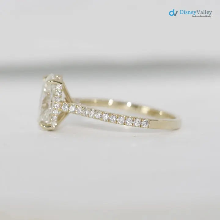2.5 caret Oval Cut Lab Grown Diamond halo Engagement Ring - DisneyValley