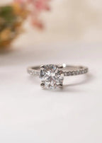2.5 caret excelent round cut lab grown side stone engagement ring - DisneyValley
