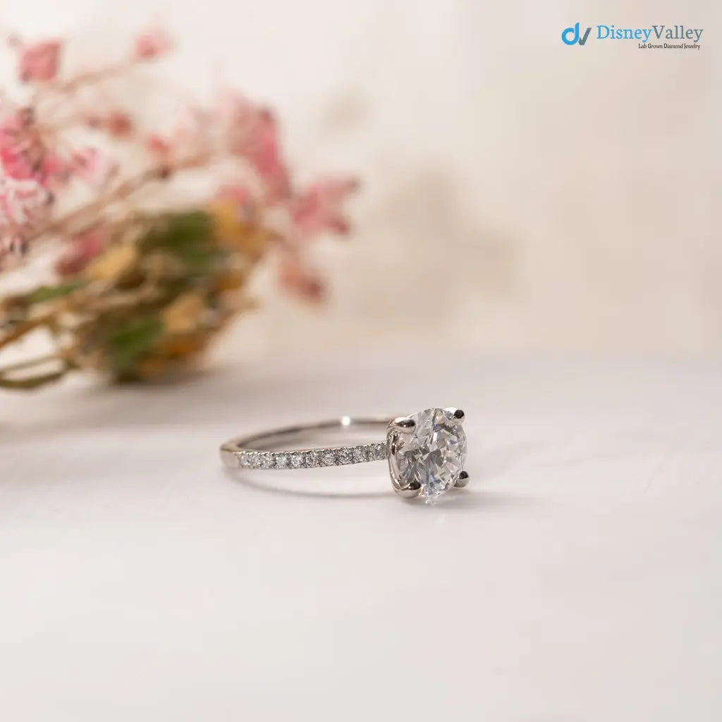 2.5 caret excelent round cut lab grown side stone engagement ring - DisneyValley