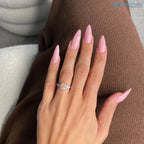 2.50 Carat Cushion Fancy Vivid Pink Lab Diamond three Stone Engagement Ring DisneyValley