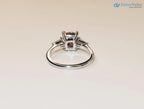 2.50 Carat Cushion Fancy Vivid Pink Lab Diamond three Stone Engagement Ring DisneyValley