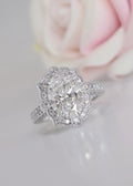 2.5CT oval Diamond halo art deco design engagement ring - DisneyValley