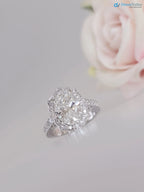 2.5CT oval Diamond halo art deco design engagement ring - DisneyValley