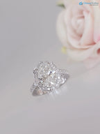 2.5CT oval Diamond halo art deco design engagement ring - DisneyValley