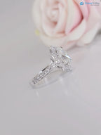 2.5CT oval Diamond halo art deco design engagement ring - DisneyValley
