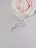 2.5CT oval Diamond halo art deco design engagement ring - DisneyValley