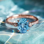 2.5ct Oval Cut Blue Lab Grown Diamond Wedding Rings DisneyValley