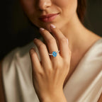 2.5ct Oval Cut Blue Lab Grown Diamond Wedding Rings DisneyValley