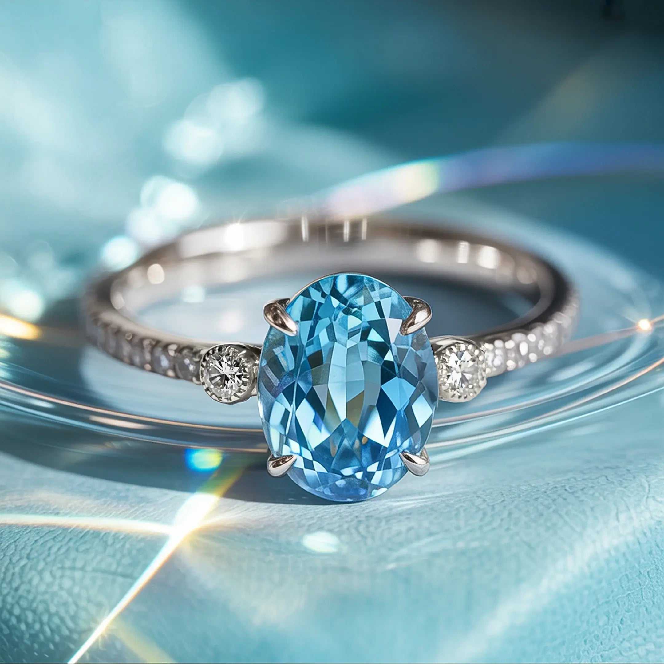 2.5ct Oval Cut Blue Lab Grown Diamond Wedding Rings DisneyValley