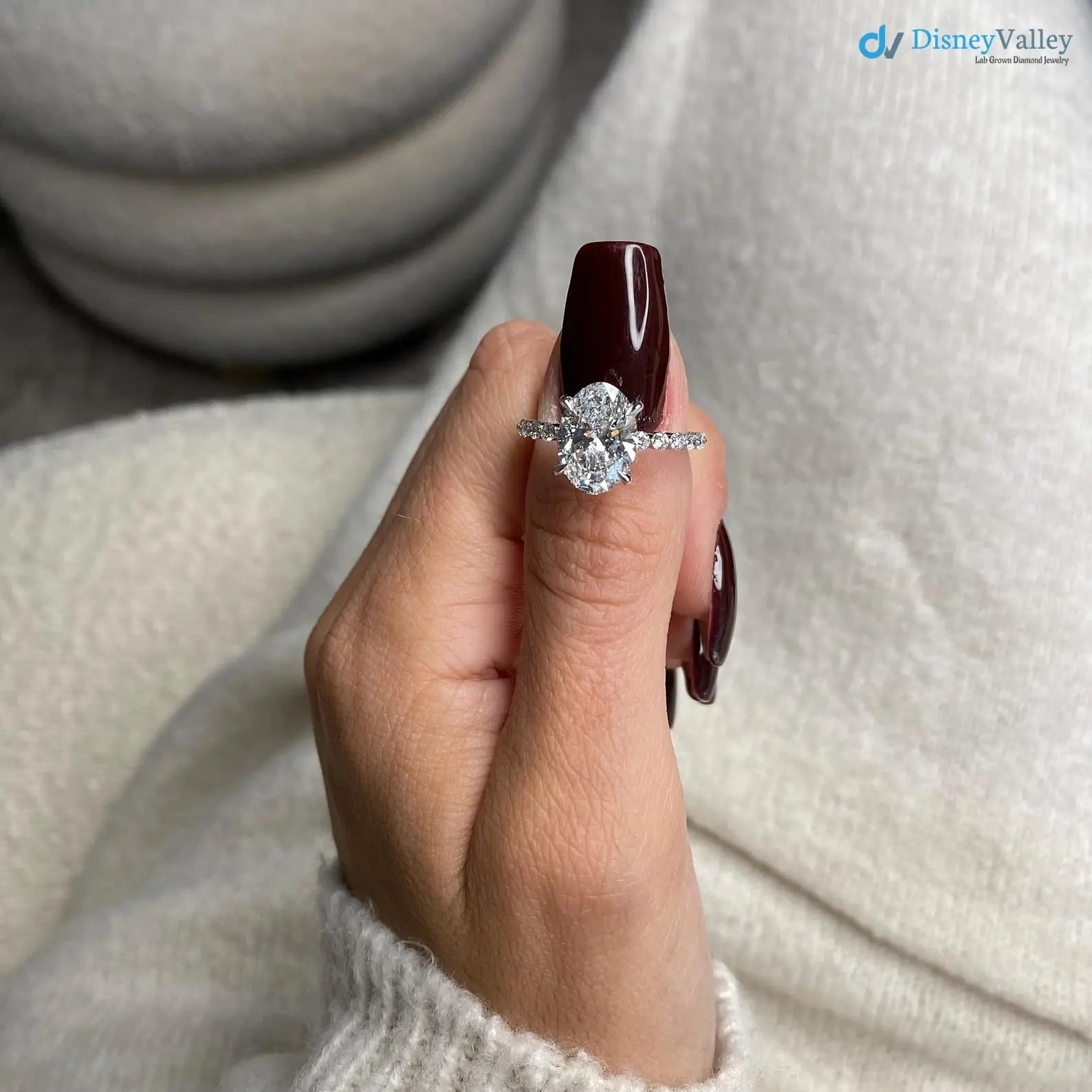 2.75 Carat Engagement Ring Set Oval Cut Engagement Ring With Matching Band - DisneyValley