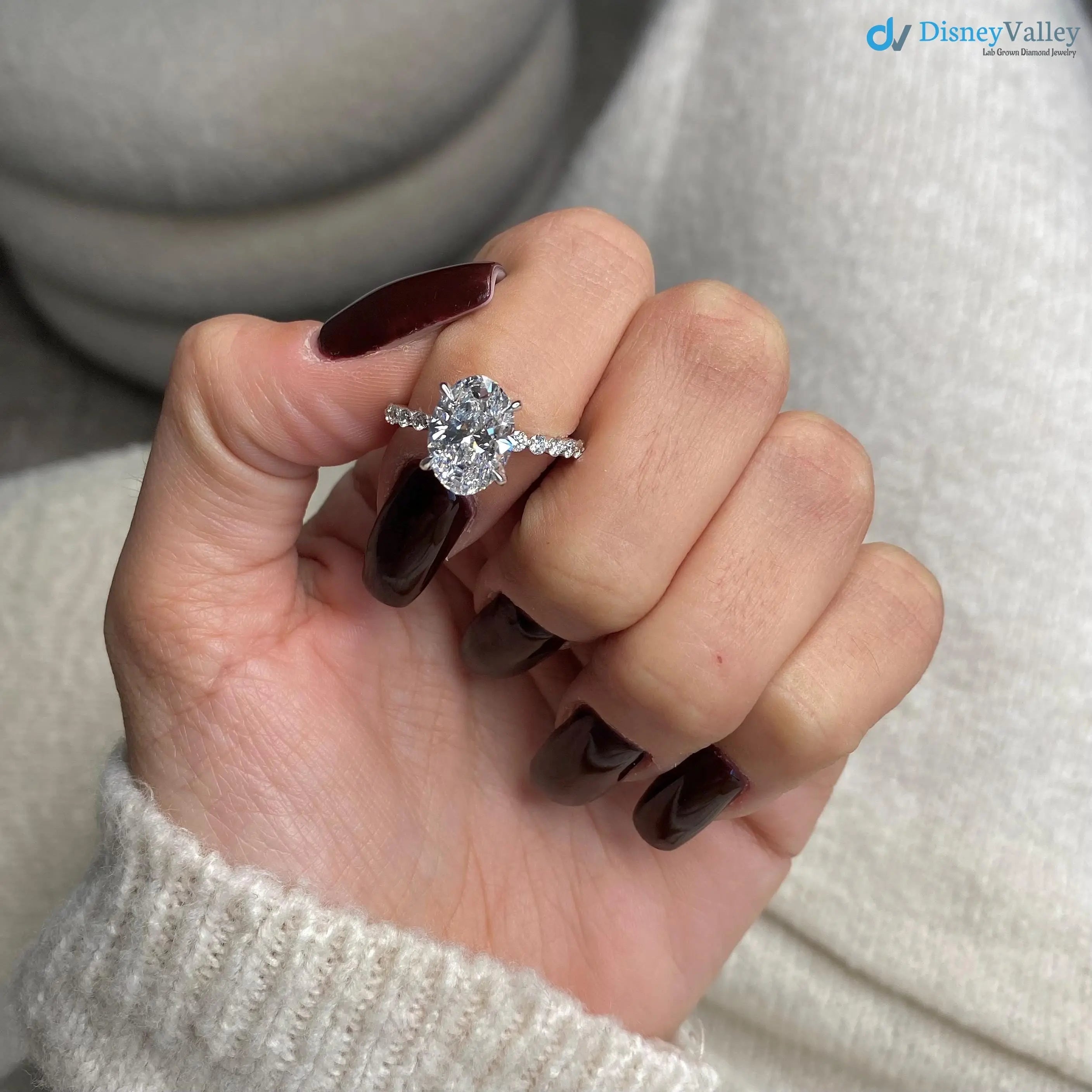 2.75 Carat Engagement Ring Set Oval Cut Engagement Ring With Matching Band - DisneyValley