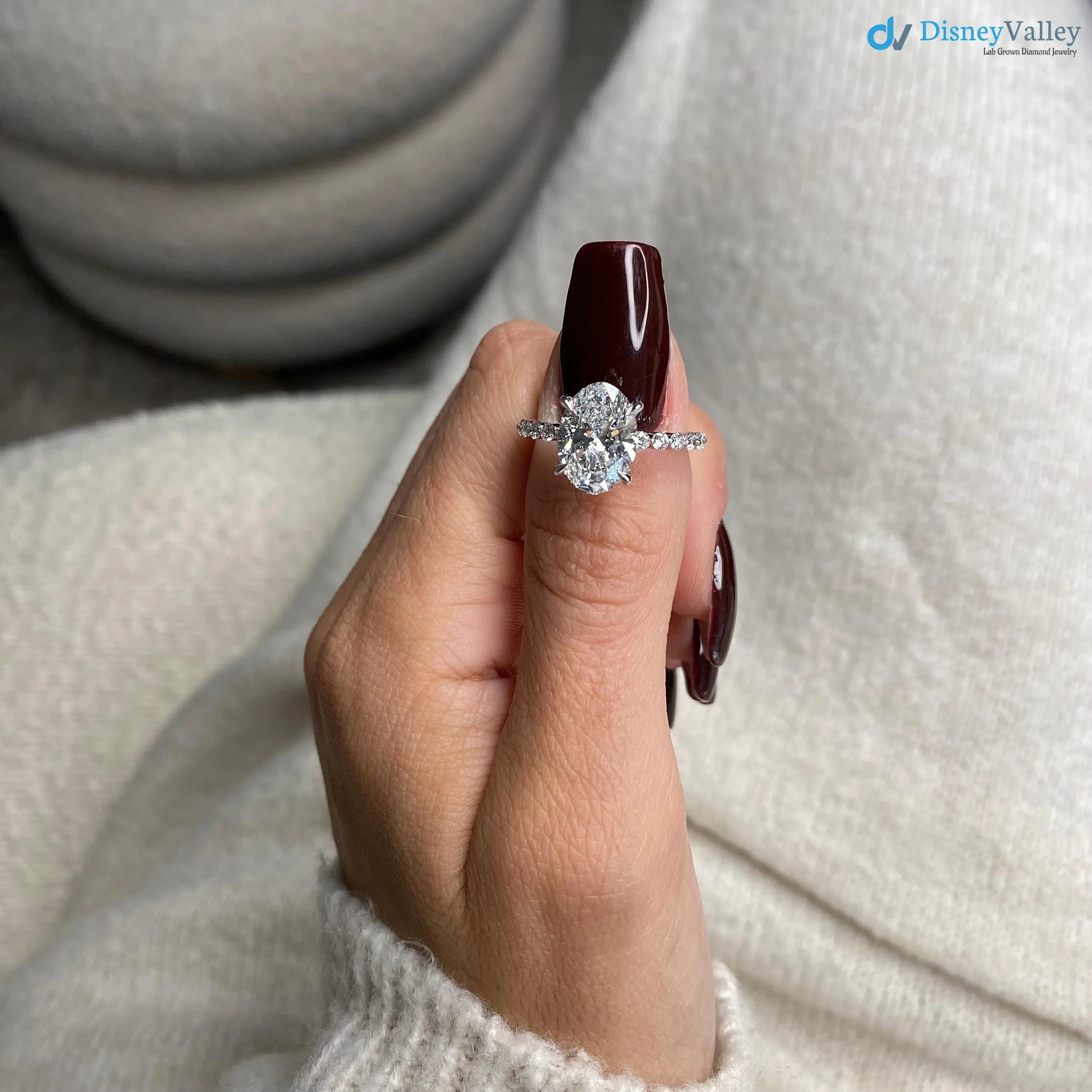 2.75 Carat Engagement Ring Set Oval Cut Engagement Ring With Matching Band - DisneyValley