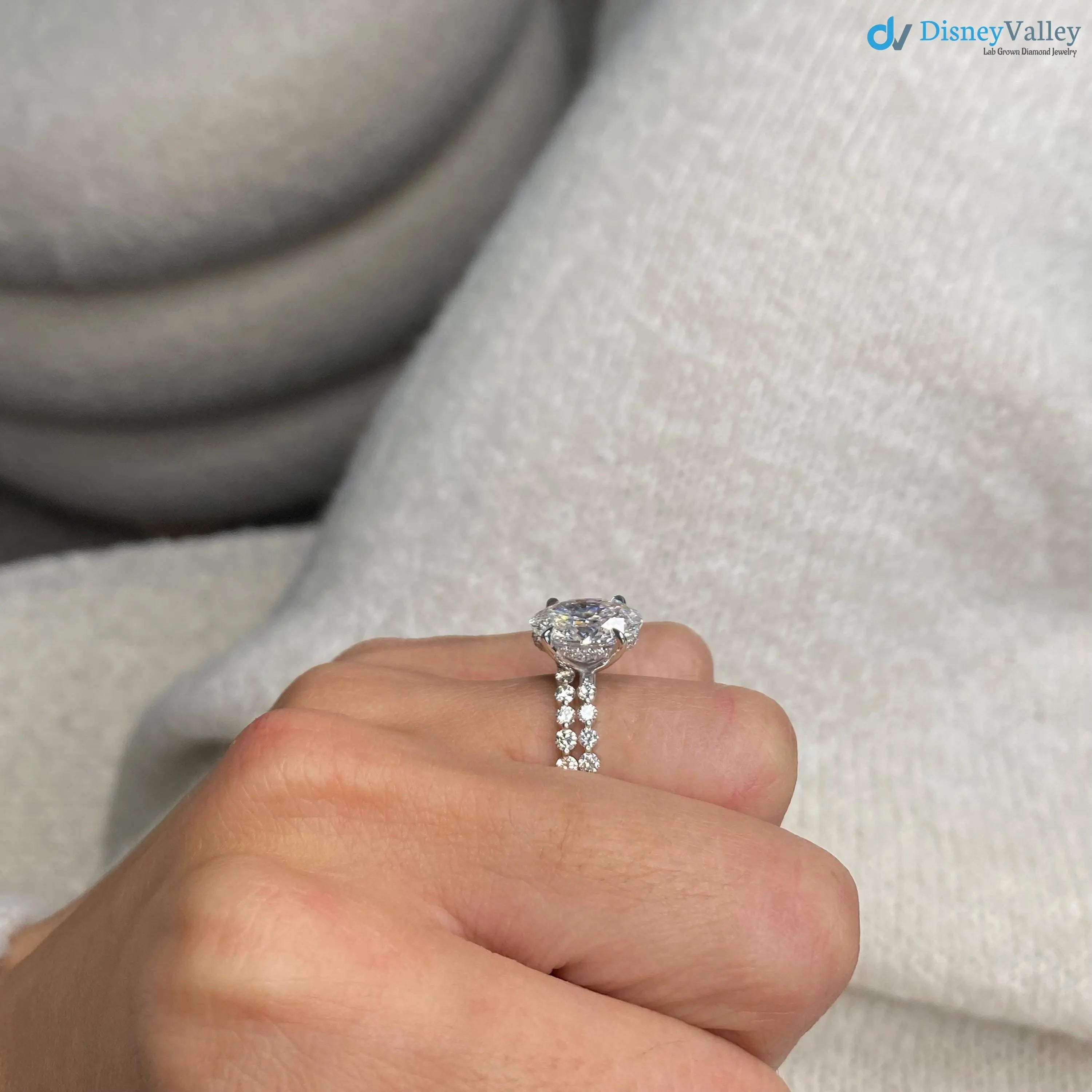 2.75 Carat Engagement Ring Set Oval Cut Engagement Ring With Matching Band - DisneyValley