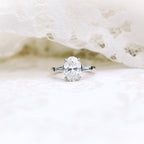 2.25 CT Oval Moissanite Three Stone Stones Engagement Ring