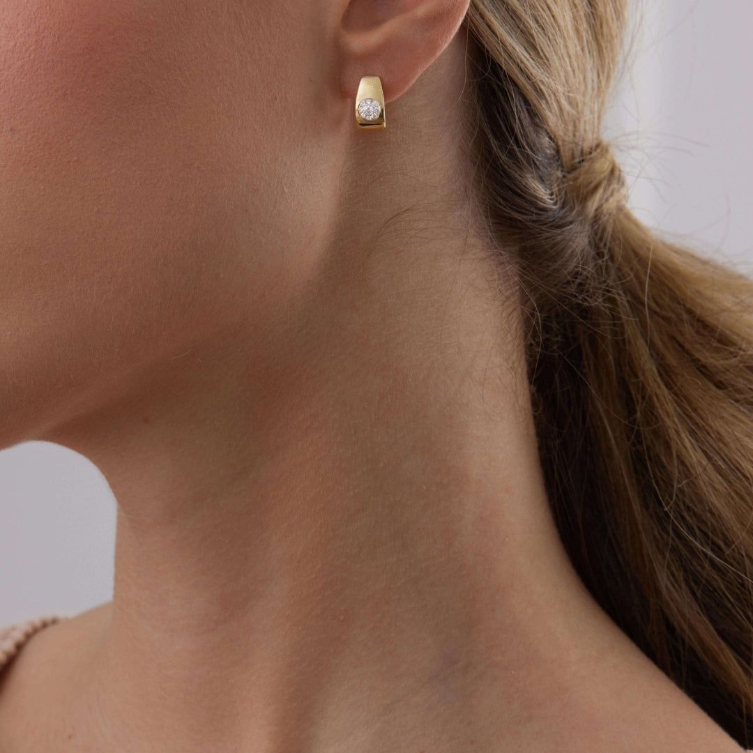 0.23 TCW Round Moissanite Diamond Huggie Earrings