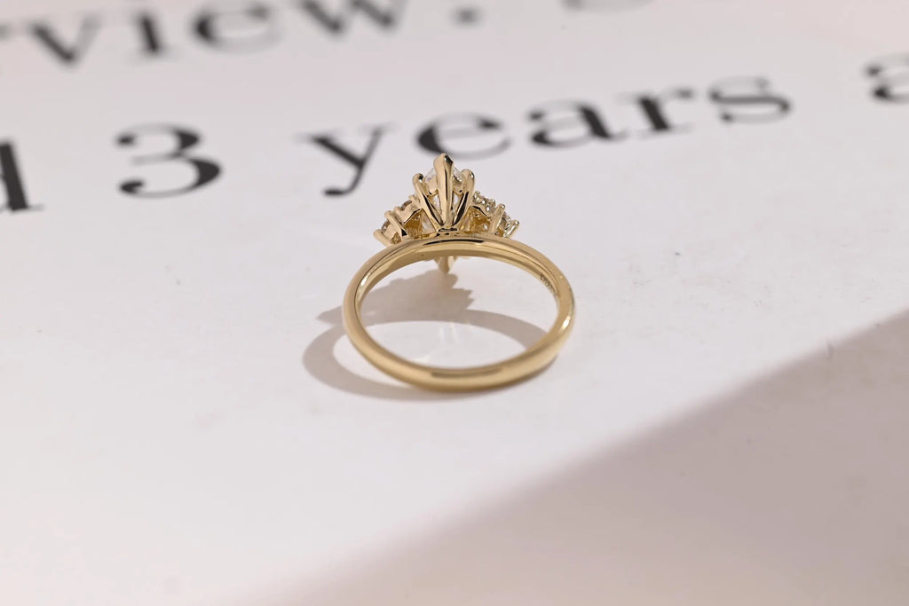 0.29 CT Marquise Cut Cluster style Moissanite Engagement Ring