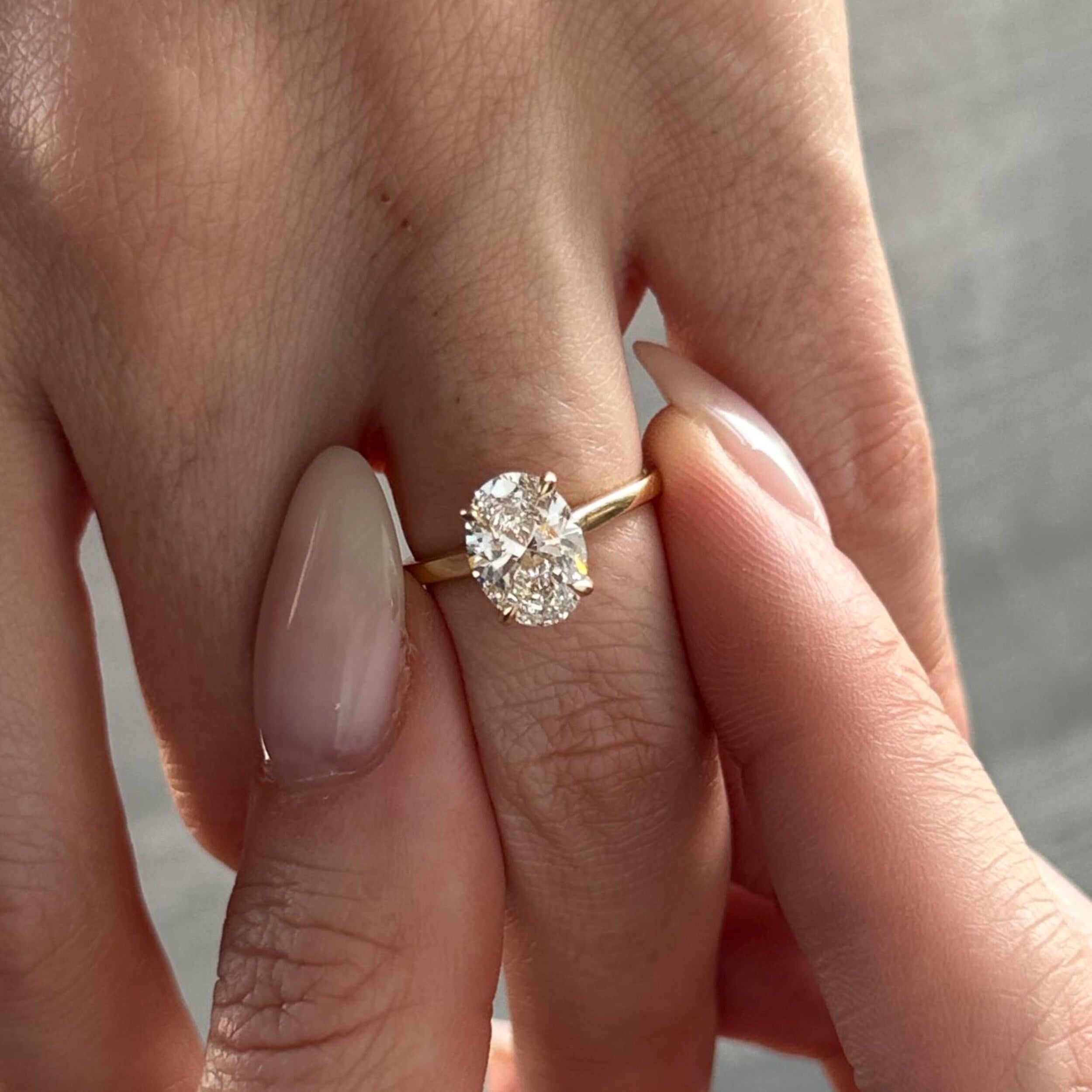 2.0 CT Oval Cut Moissanite Hidden Halo Style Engagement Ring