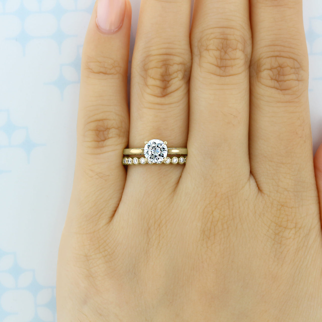 0.38 TCW Round Cut Bezel Style Moissanite Wedding Band