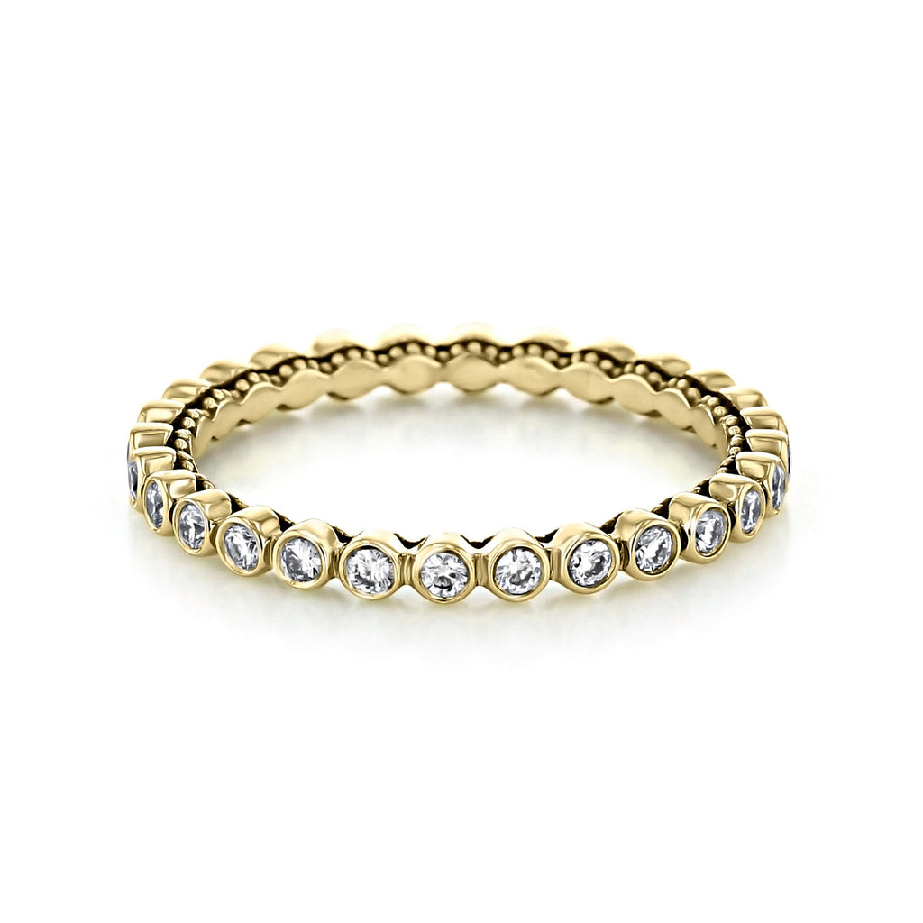 0.38 TCW Round Cut Bezel Style Moissanite Wedding Band