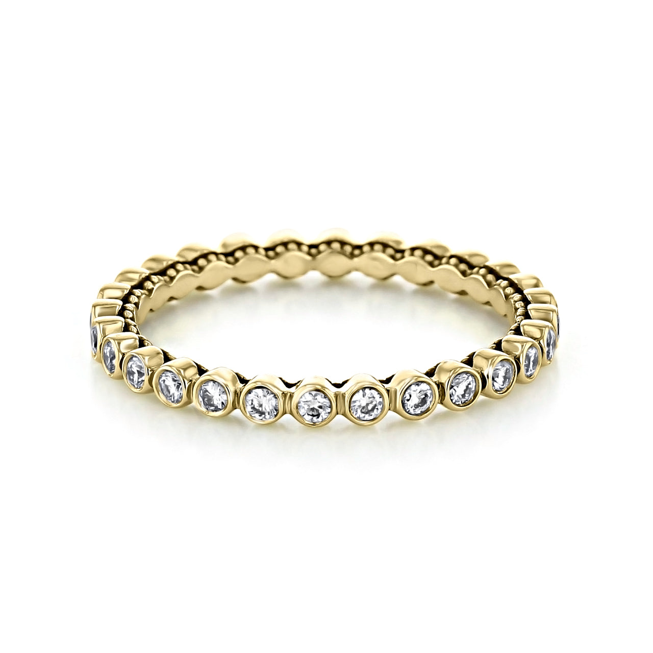 0.38 TCW Round Cut Bezel Style Moissanite Wedding Band