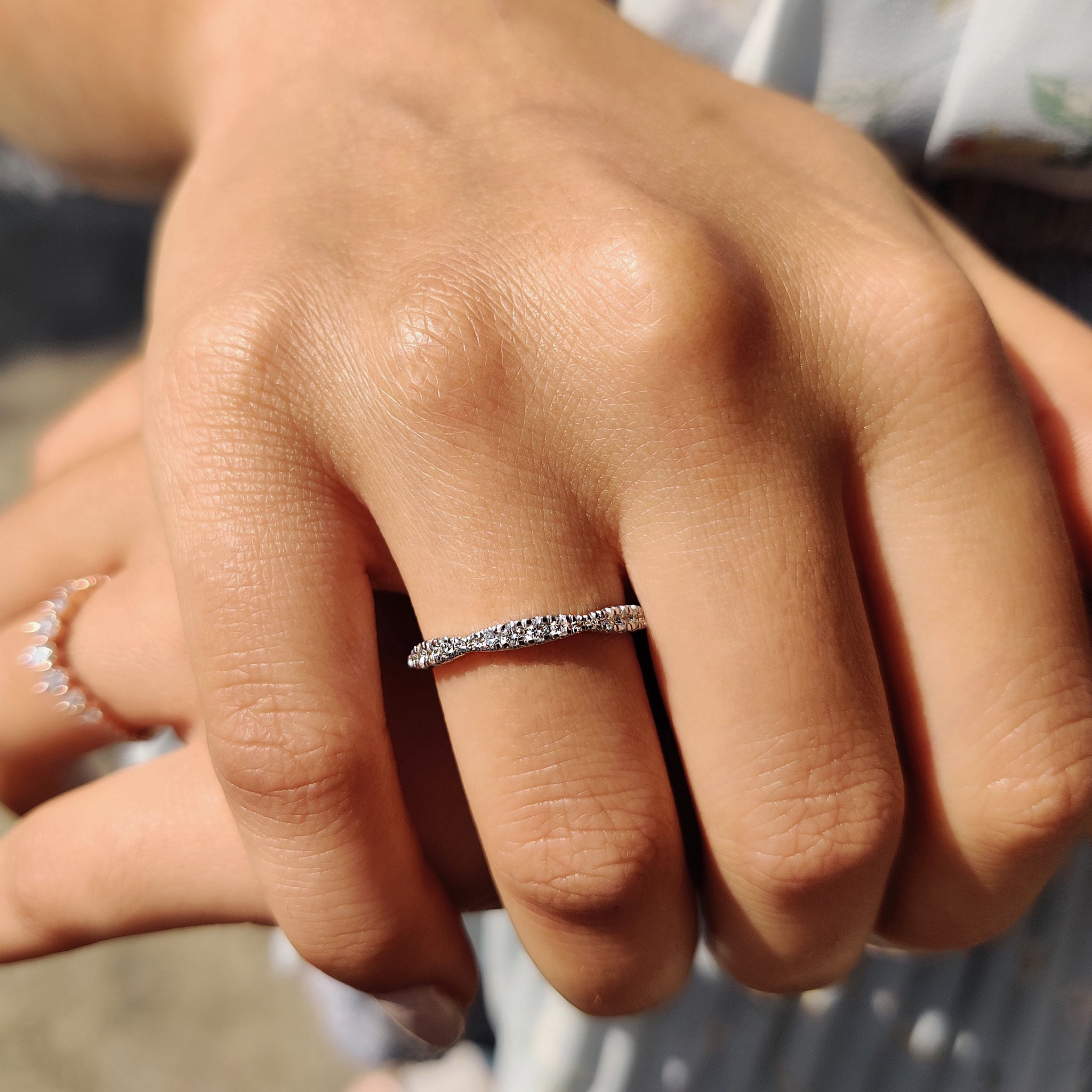Round Cut Wedding Band In Half Eternity Style
