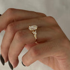 2.0 CT Oval Cut Moissanite Cluster Style Engagement Ring