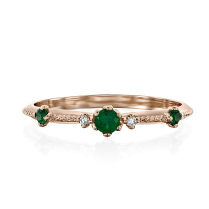 sofia round emerald diamond floral crown wedding band