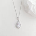 1.0 CT Pear Moissanite Halo Drop Necklace for Women