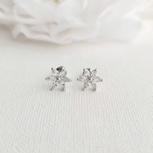 1.0 TCW Marquise Moissanite Flower Minimalist Earrings