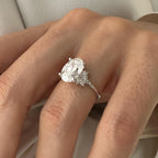 3.0 CT Oval Cut Moissanite Cluster Style Engagement Ring