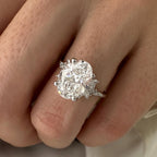 3.0 CT Oval Cut Moissanite Cluster Style Engagement Ring
