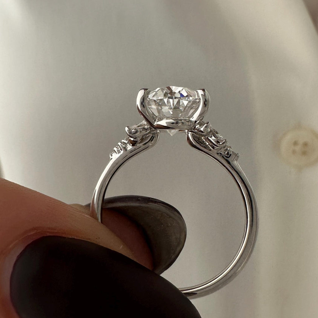 3.0 CT Oval Cut Moissanite Cluster Style Engagement Ring