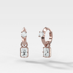 Knife Edge Huggies with Elongated Radiant Cut Diamonds