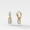 Knife Edge Huggies with Elongated Radiant Cut Diamonds