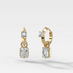 Knife Edge Huggies with Elongated Radiant Cut Diamonds
