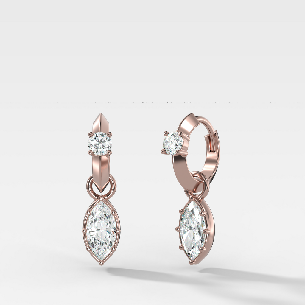 Knife Edge Huggies with Marquise Cut Diamond