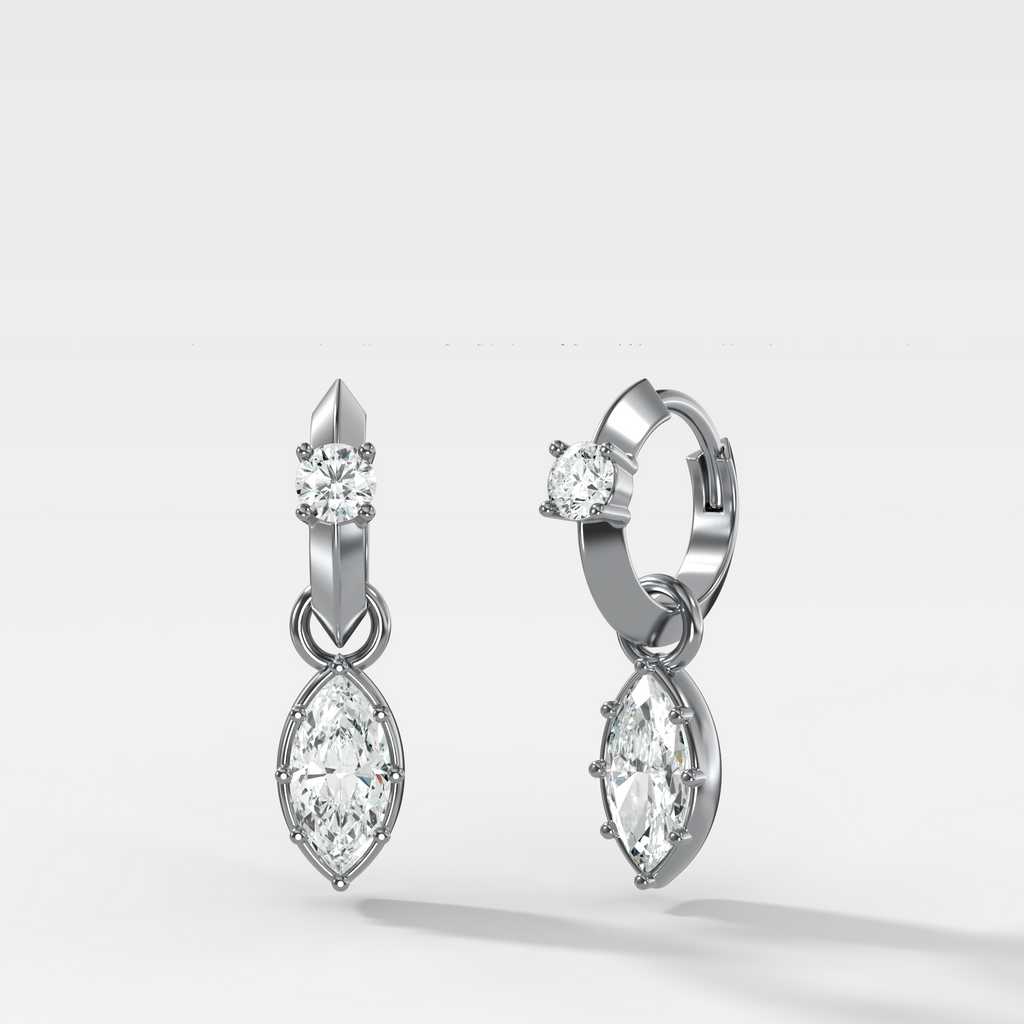 Knife Edge Huggies with Marquise Cut Diamond