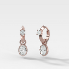 Knife Edge Huggies with Oval Cut Diamond