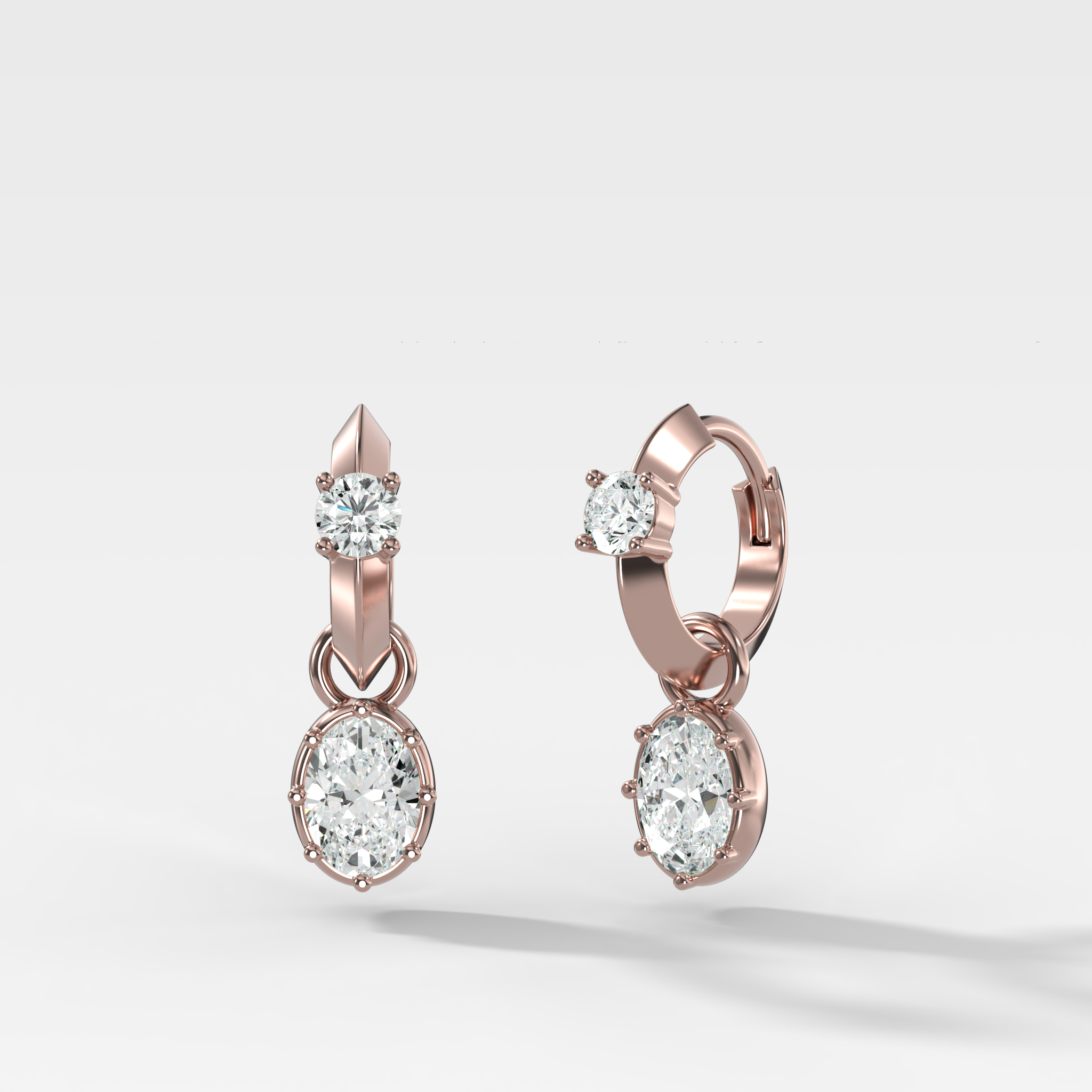 Knife Edge Huggies with Oval Cut Diamond