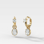 Knife Edge Huggies with Oval Cut Diamond