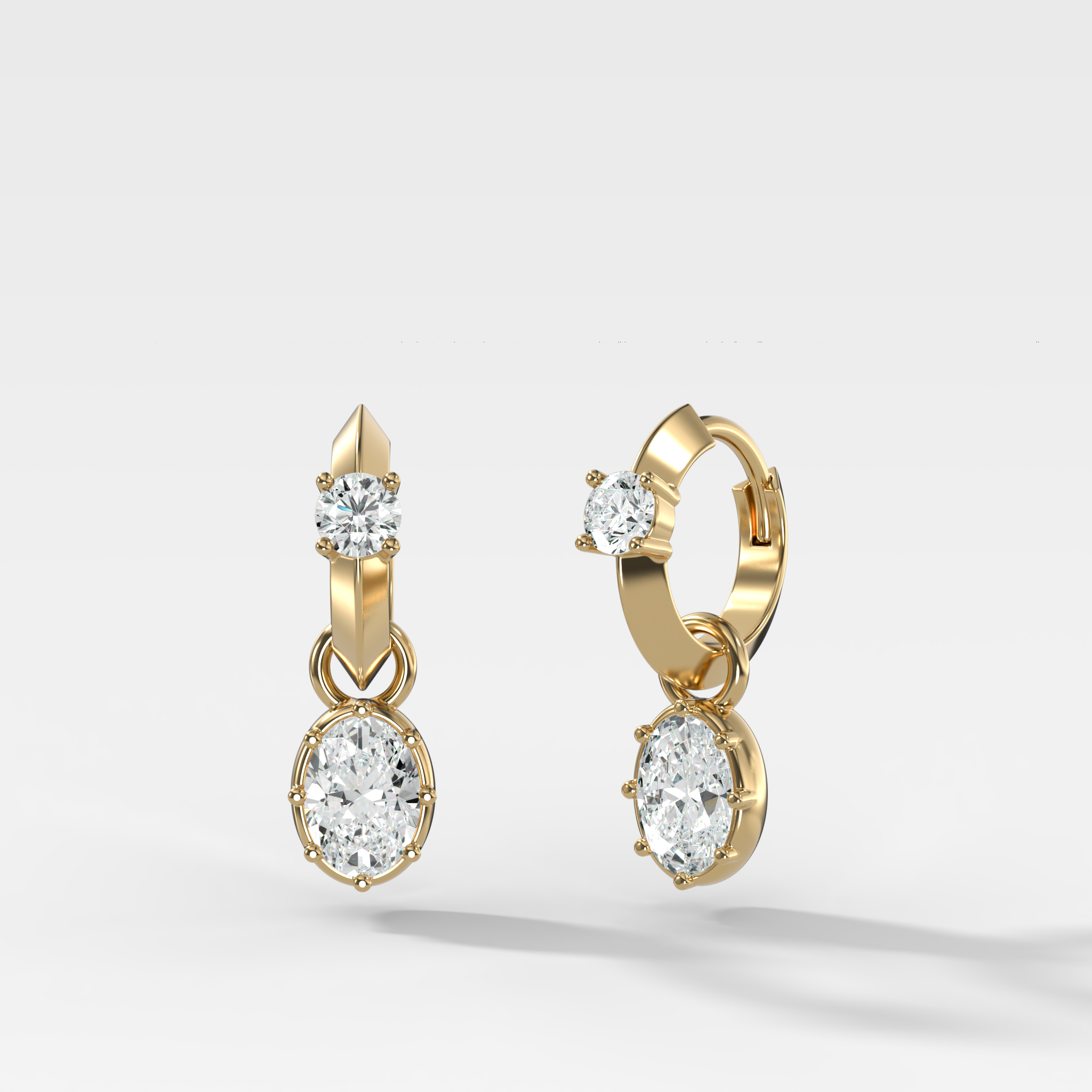 Knife Edge Huggies with Oval Cut Diamond