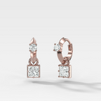 Knife Edge Huggies with Princess Cut Diamonds