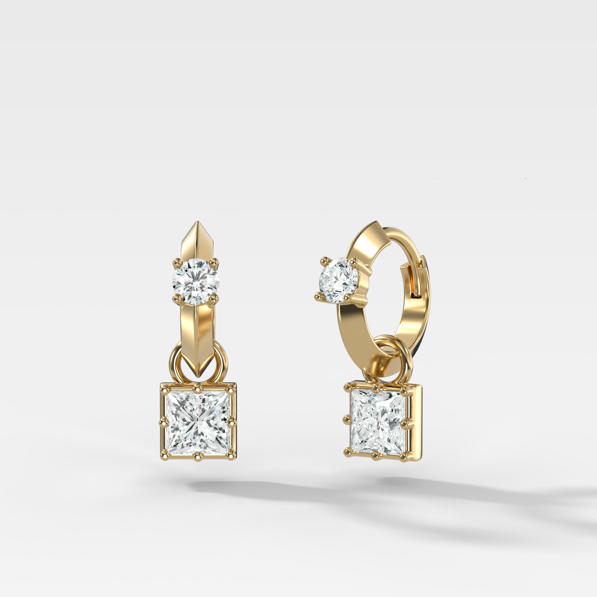 Knife Edge Huggies with Princess Cut Diamonds