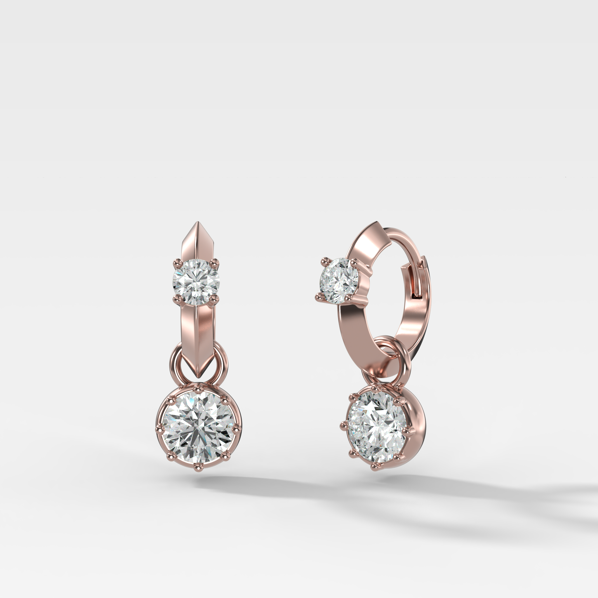Knife Edge Huggies with Round Cut Diamond