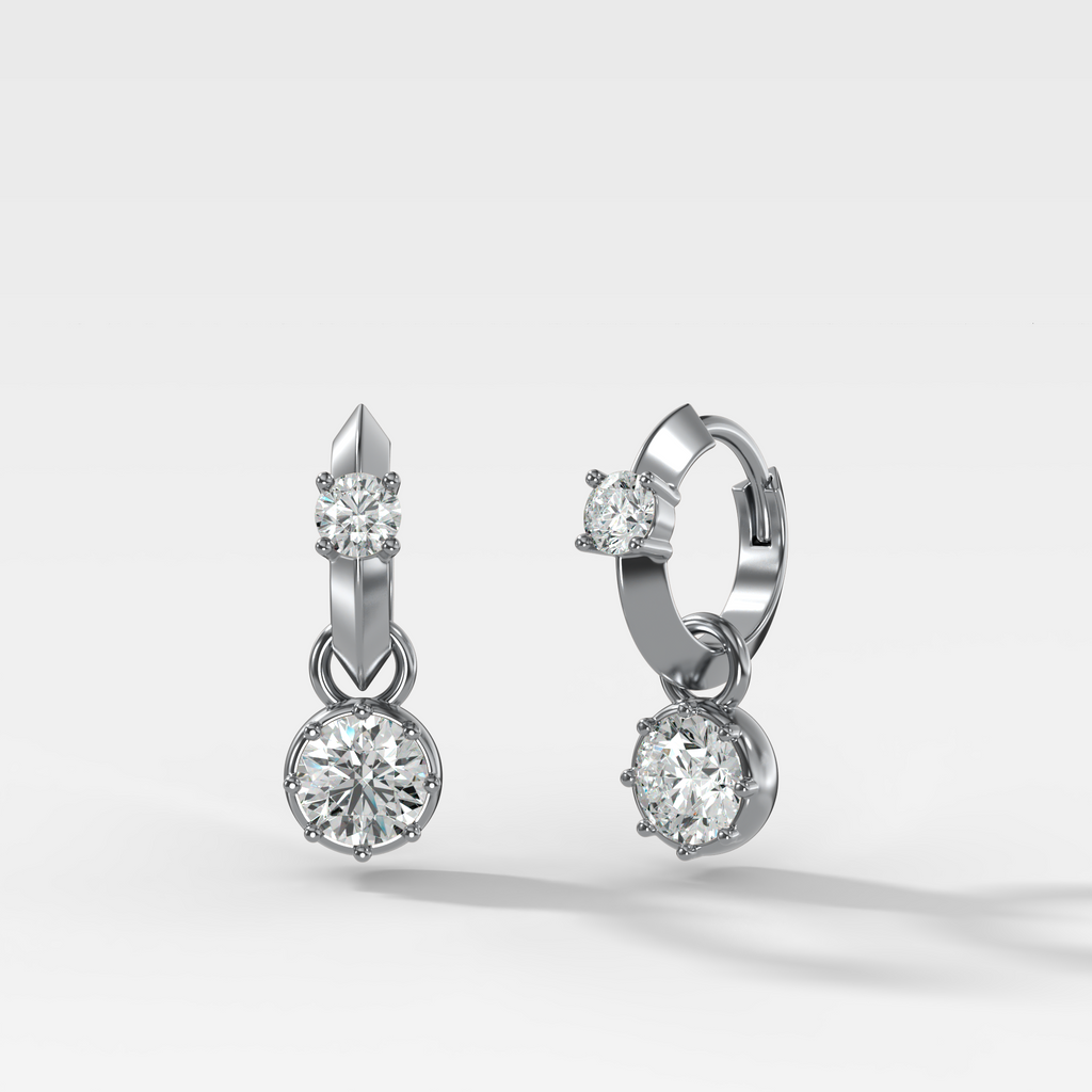 Knife Edge Huggies with Round Cut Diamond