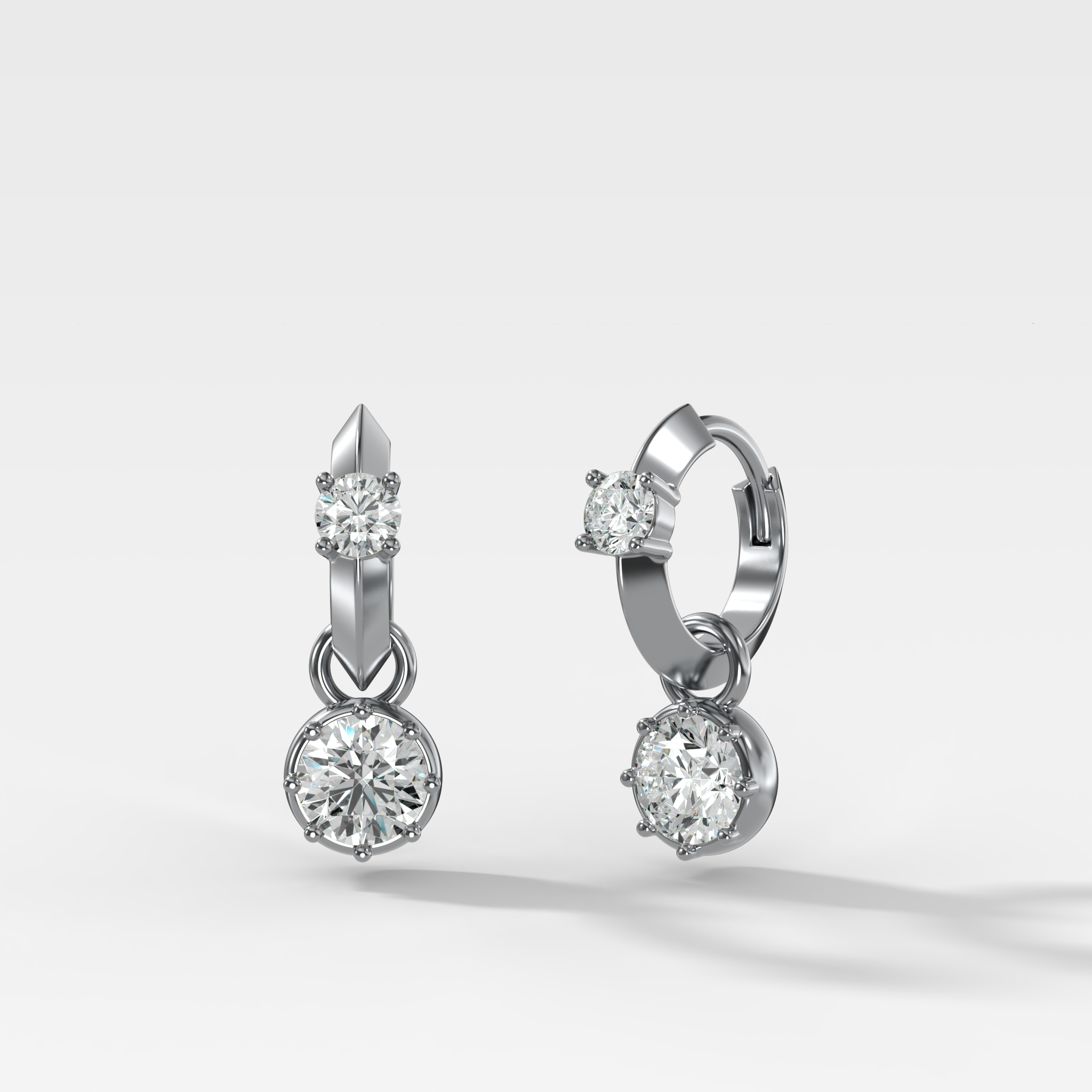 Knife Edge Huggies with Round Cut Diamond