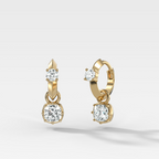 Knife Edge Huggies with Square Cushion Cut Diamonds