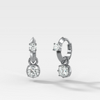 Knife Edge Huggies with Square Cushion Cut Diamonds